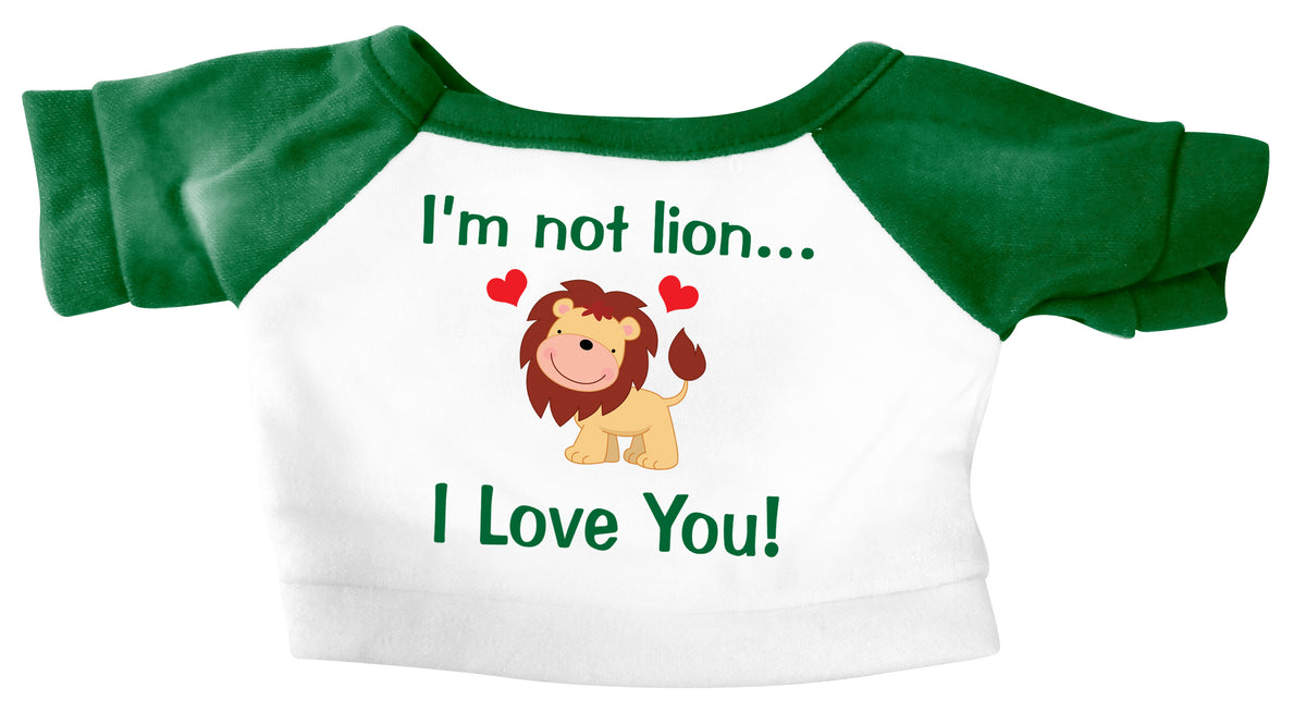 Example teddy bear shirt with image and two lines of text