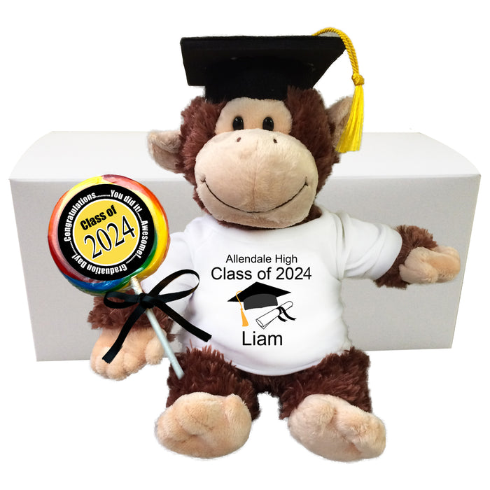 Personalized Graduation Monkey Gift Set - 12" Plush Chimp