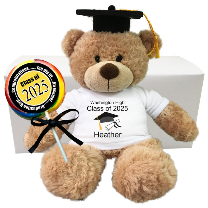 Personalized Graduation Teddy Bear Gift Set - 13" Bonny Bear - Class of 2025