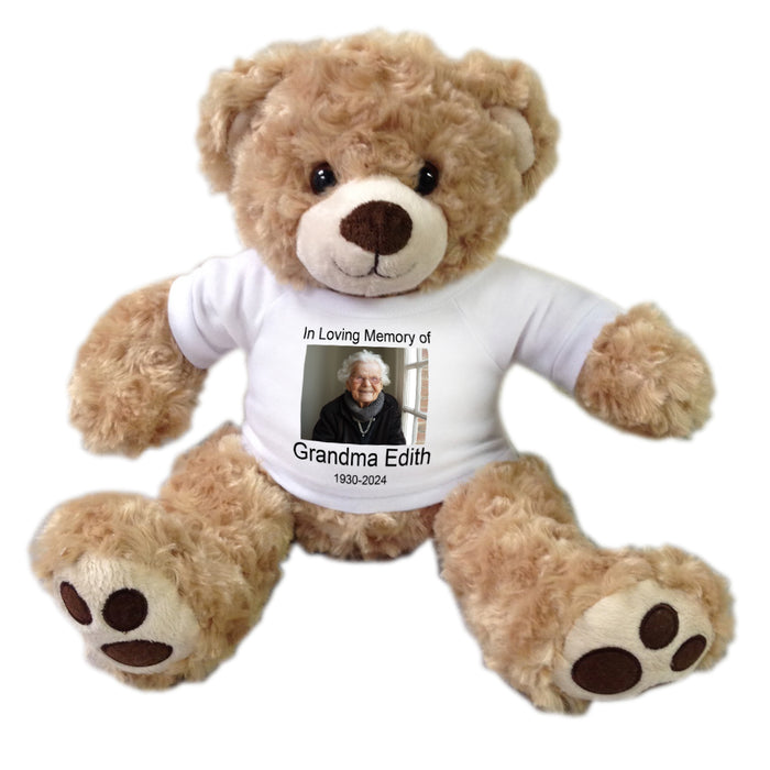 Personalized Photo Memorial Teddy Bear - 13 Inch Honey Vera Bear