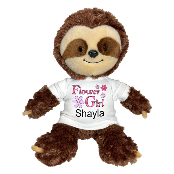 Personalized Flower Girl Sloth - 12" Plush Tubbie Wubbie Sloth