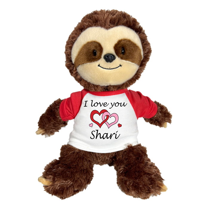Personalized I love you Valentine Sloth - 12" Tubbie Wubbie Sloth