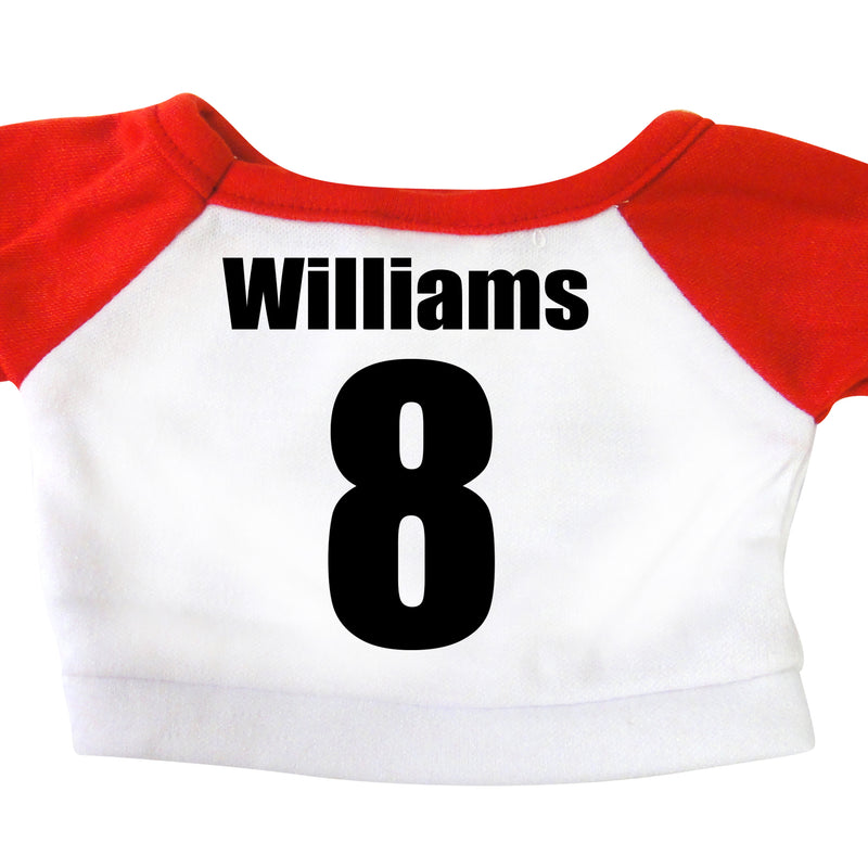 Back of personalized football teddy bear t shirt
