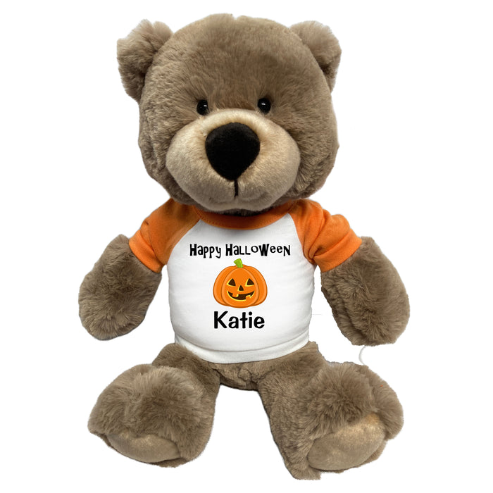 Personalized Halloween Teddy Bear - 14" Taupe Bear