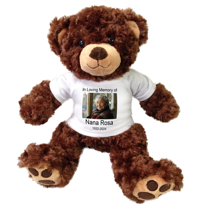 Personalized Photo Memorial Teddy Bear - 13 Inch Brown Vera Bear