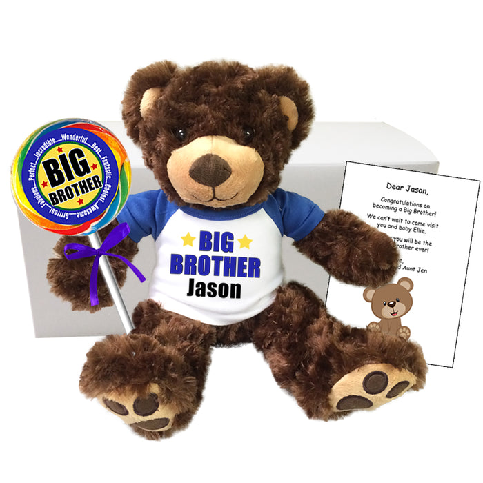 Personalized Big Brother Teddy Bear Gift Set - 13" Vera Bear