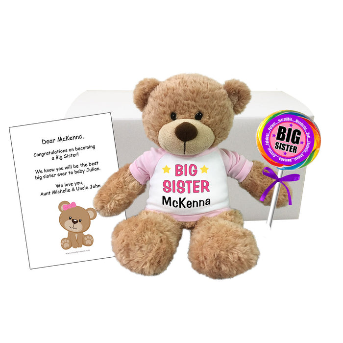 Personalized Big Sister Teddy Bear Gift Set - 13" Bonny Bear
