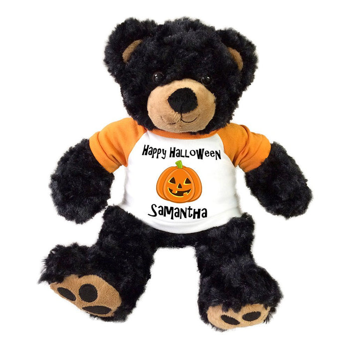 Personalized Halloween Teddy Bear - 13" Black Vera Bear