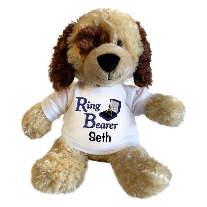 Personalized Ring Bearer Spotty Puppy Dog - 12 Inch Plush