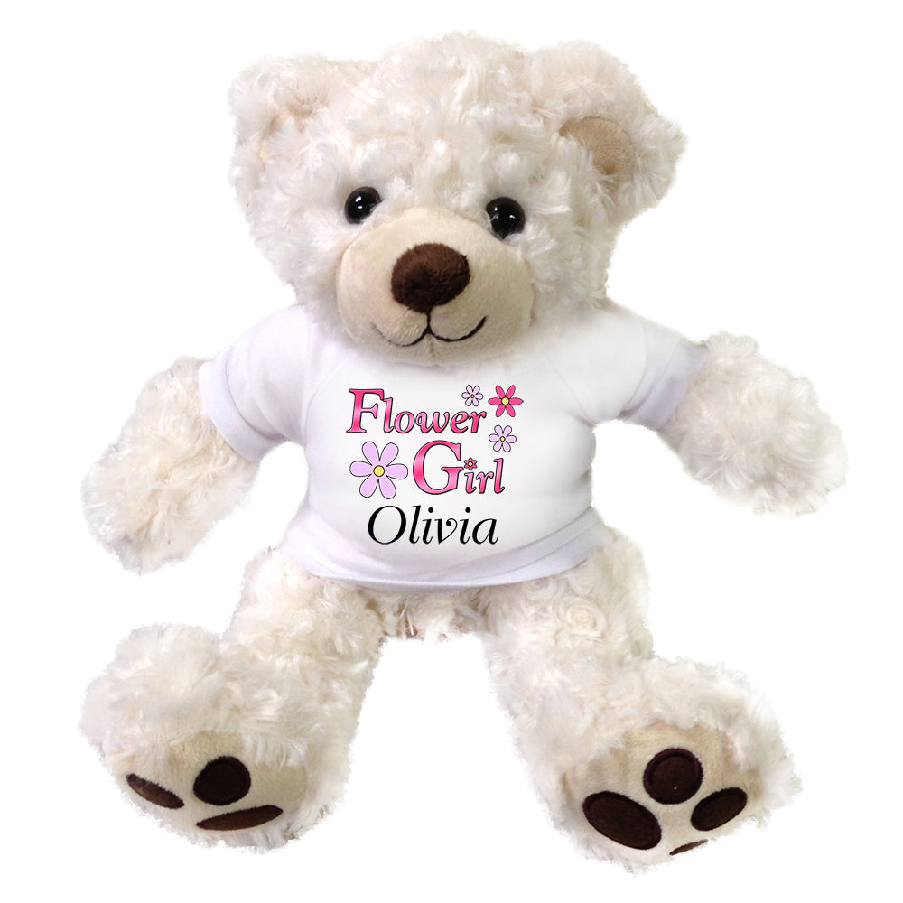 Personalized Flower Girl Teddy Bear White Say it with a Stuffed Animal