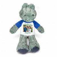 Personalized Stuffed Alligator / Crocodile - 12" Ebba Ali Gator with Photo & Text - Royal Blue Shirt