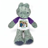 Personalized Stuffed Alligator / Crocodile - 12" Ebba Ali Gator with Photo & Text - Purple Shirt