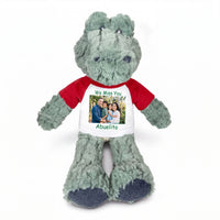 Personalized Stuffed Alligator / Crocodile - 12" Ebba Ali Gator with Photo & Text - Red Shirt