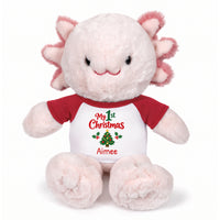 Personalized Christmas Stuffed Axolotyl - 12 Inch Plush Axolytl
