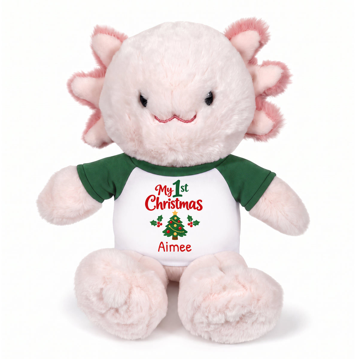 Personalized Christmas Stuffed Axolotyl - 12 Inch Plush Axolytl