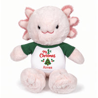 Personalized Christmas Stuffed Axolotyl - 12 Inch Plush Axolytl