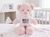 Personalized Teddy Bear - 11" Ebba Pink Baby Kori Bear with Photo and/or Text