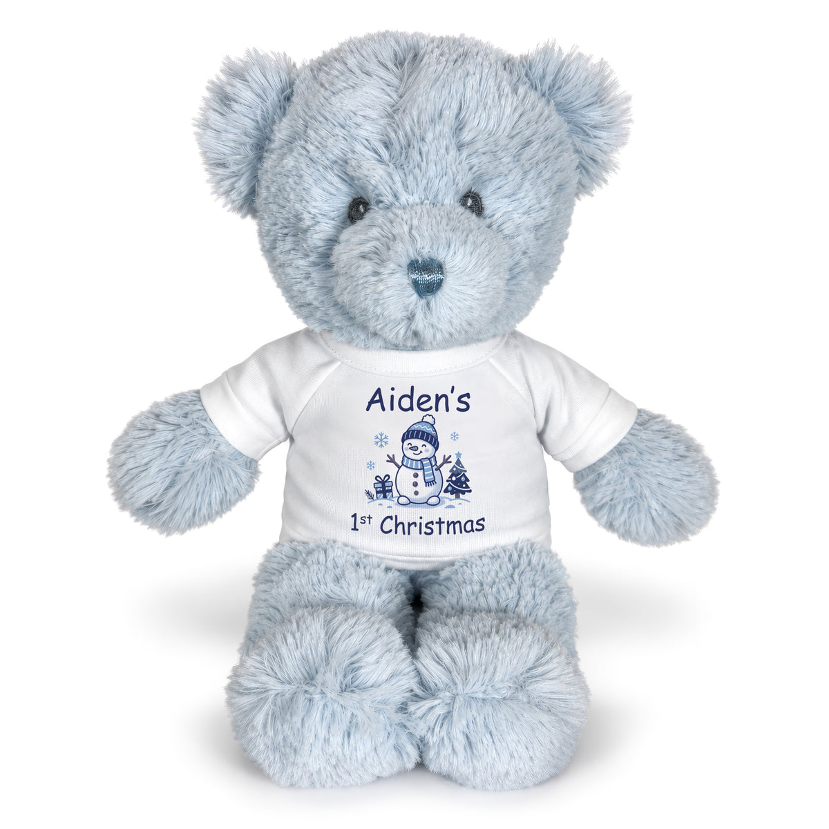 Personalized Christmas Teddy Bear - 12 Inch Blue Baby Bear