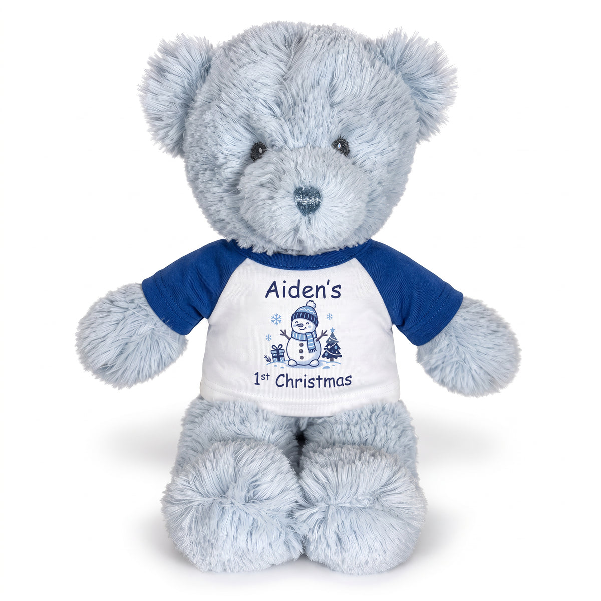 Personalized Christmas Teddy Bear - 12 Inch Blue Baby Bear
