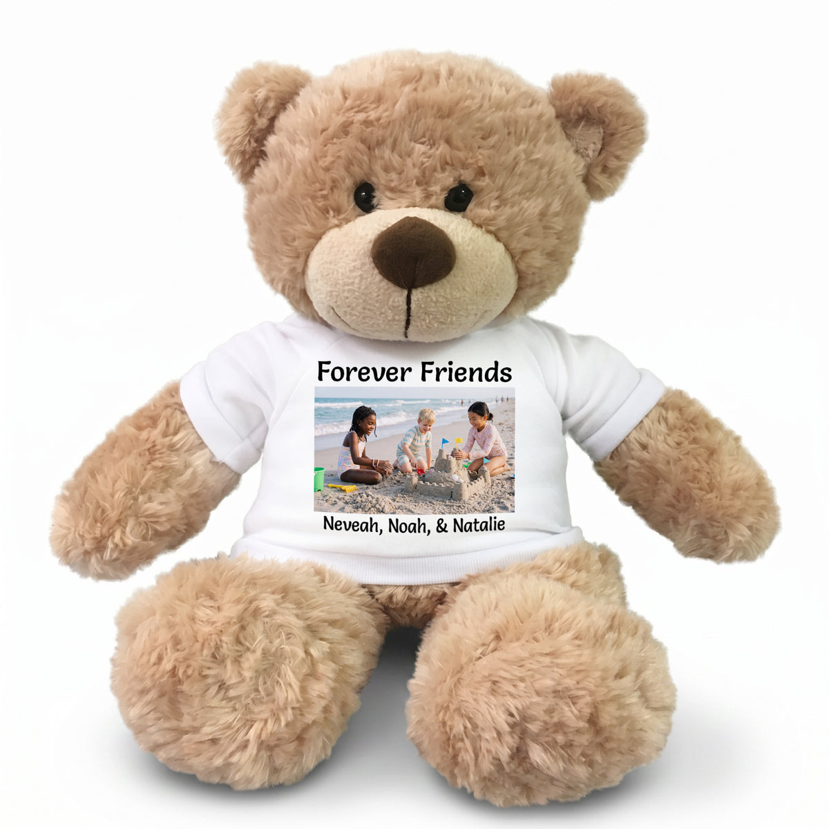 Personalized Teddy Bear - 13 Inch Bonny Bear with Photo and/or Text - White Shirt
