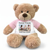 Personalized Teddy Bear - 13 Inch Bonny Bear with Photo and/or Text - Pink Shirt