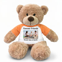Personalized Teddy Bear - 13 Inch Bonny Bear with Photo and/or Text - Orange Shirt