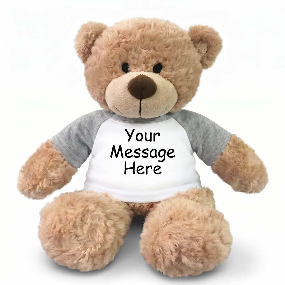 Personalized Teddy Bear - 13" Bonny Bear - Grey Sleeves