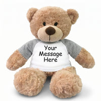 Personalized Teddy Bear - 13" Bonny Bear - Grey Sleeves