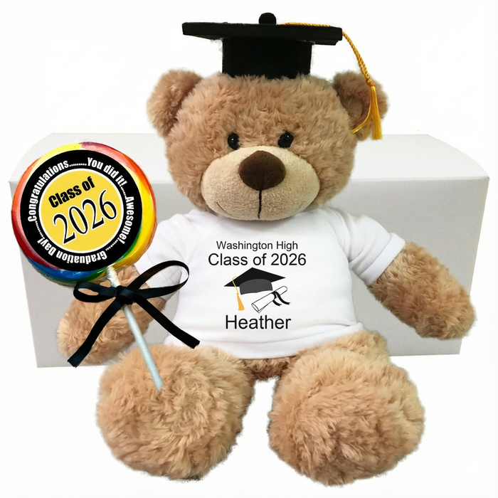 Personalized Graduation Class of 2026 Teddy Bear Gift Set - 13" Bonny Bear