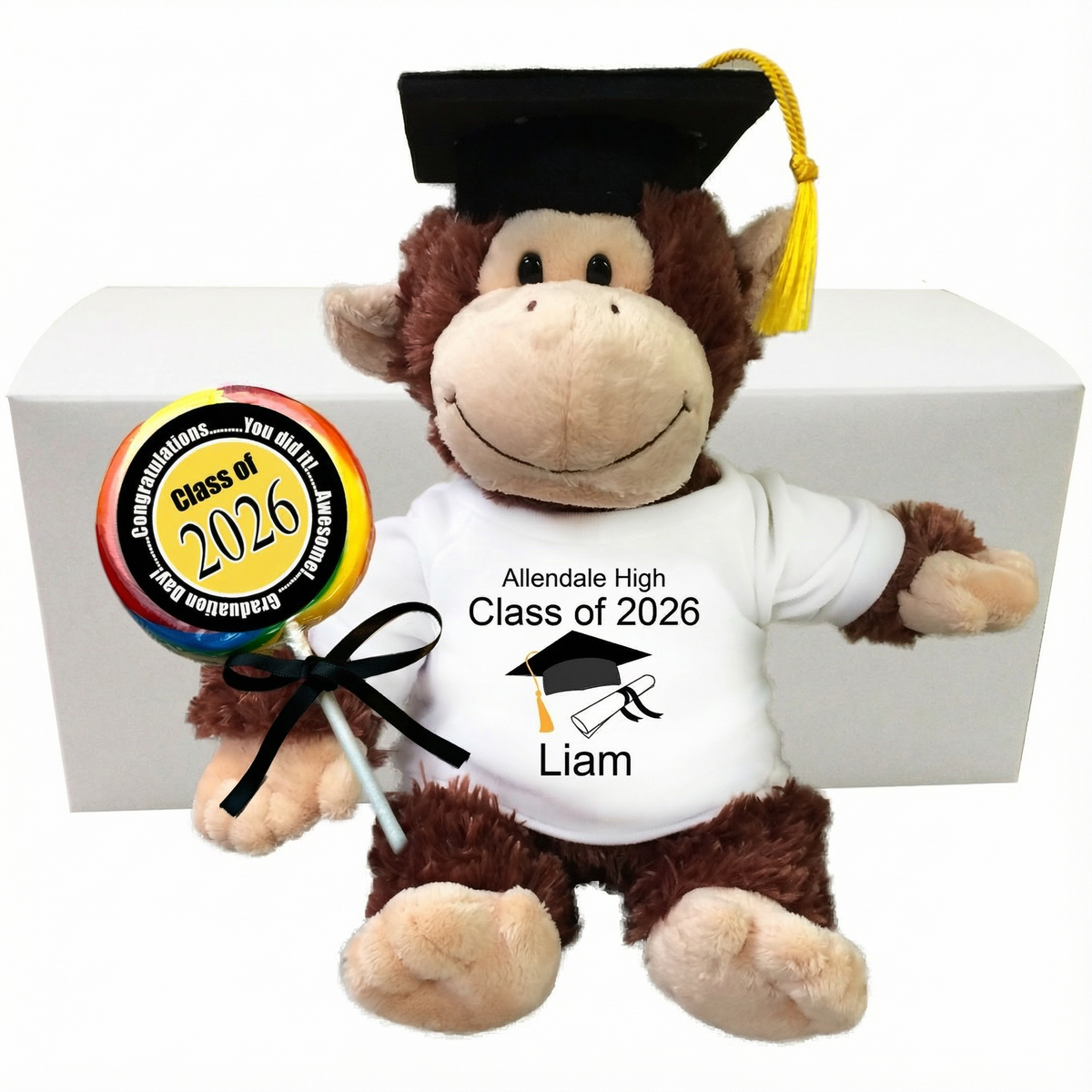 Personalized Graduation Class of 2026 Monkey Gift Set - 12" Plush Chimpf