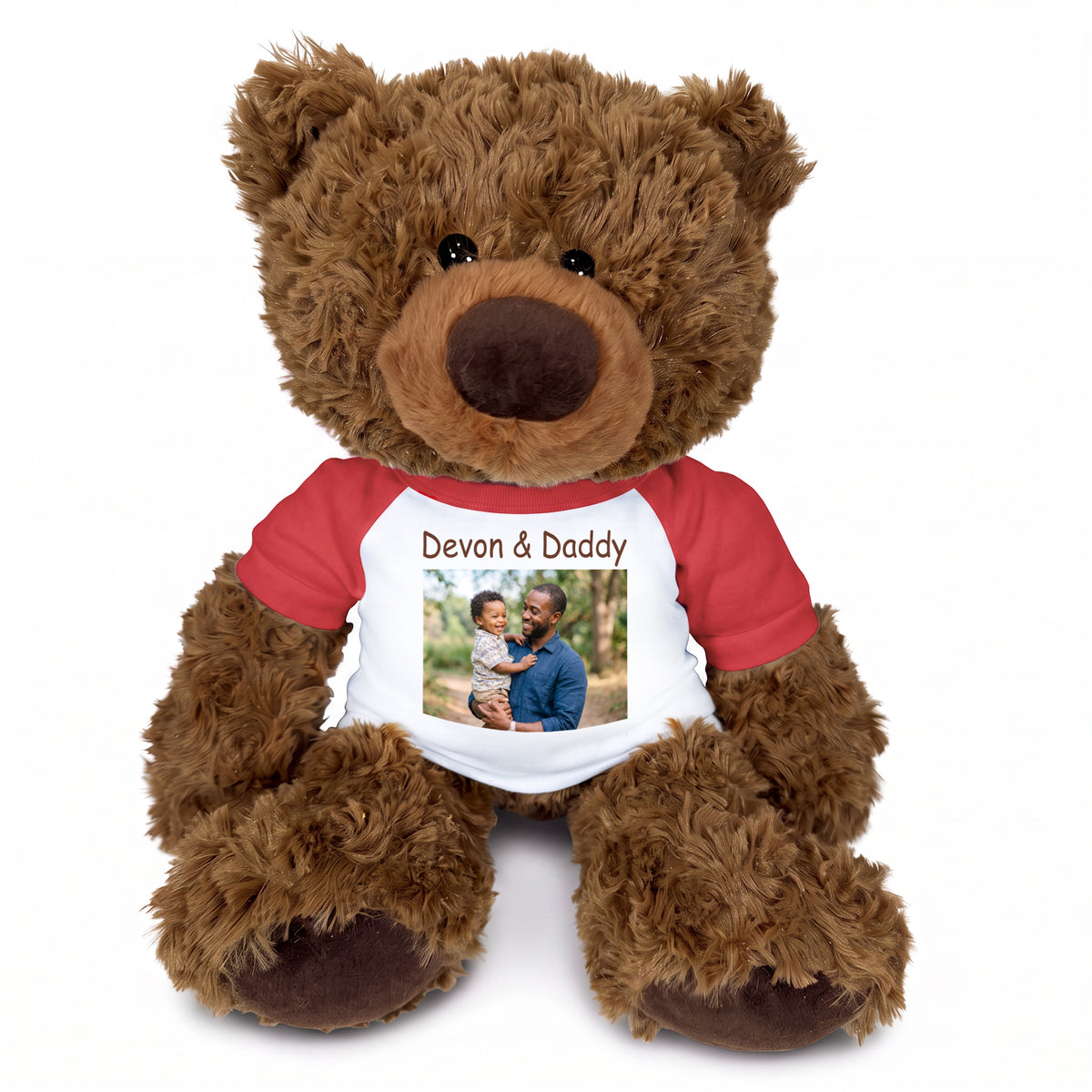 Personalized Teddy Bear - 13 inch Coco Bear with Photo and/or Text - Red Shirt
