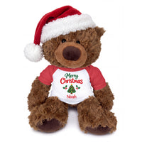 Personalized Christmas Teddy Bear - 13 Inch Coco Bear - Example with add on Santa Hat