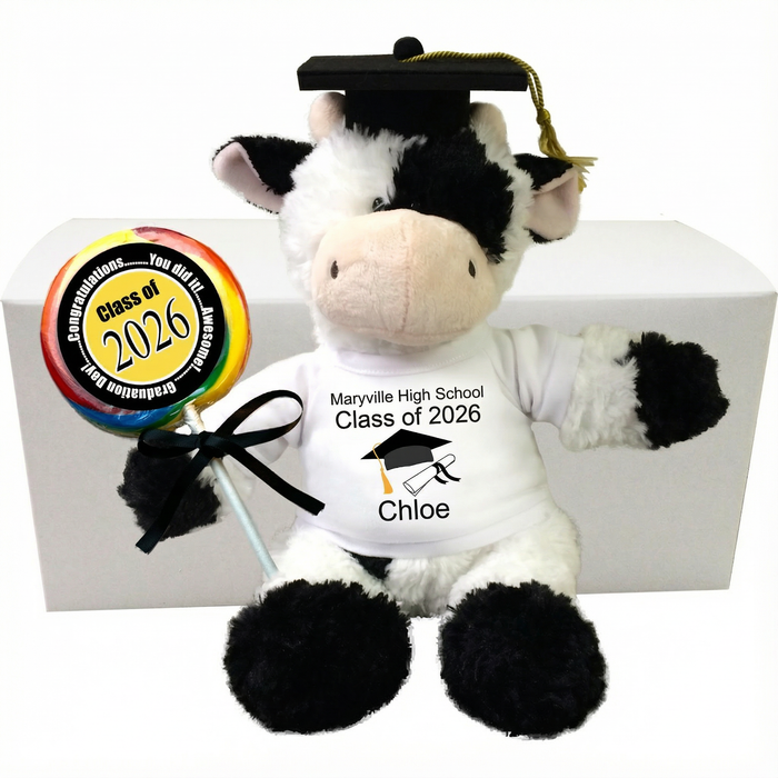 Personalized Graduation Class of 2026 Cow Gift Set - 12" Tubby Wubby Cow