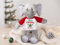 Personalized Christmas Stuffed Elephant - 12 Inch Plush Elvin Elephant