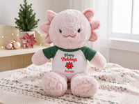 Personalized Christmas Stuffed Axolotyl - 12 Inch Plush Axolytl