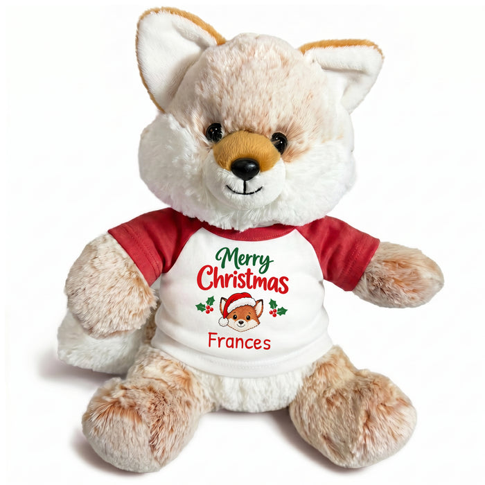 Personalized Christmas Stuffed Fox - 11 Inch Plush Fancy Fox - , 