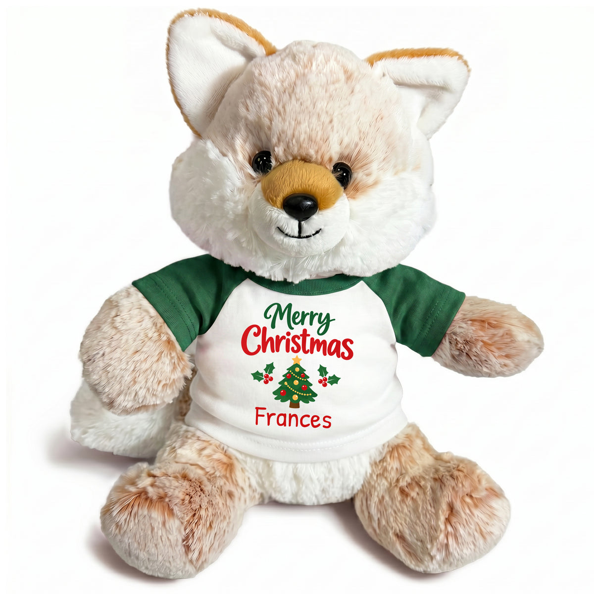 Personalized Christmas Stuffed Fox - 11 Inch Plush Fancy Fox