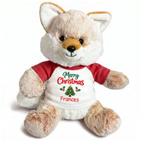 Personalized Christmas Stuffed Fox - 11 Inch Plush Fancy Fox