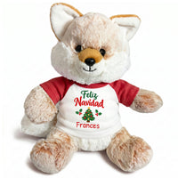 Personalized Christmas Stuffed Fox - 11 Inch Plush Fancy Fox