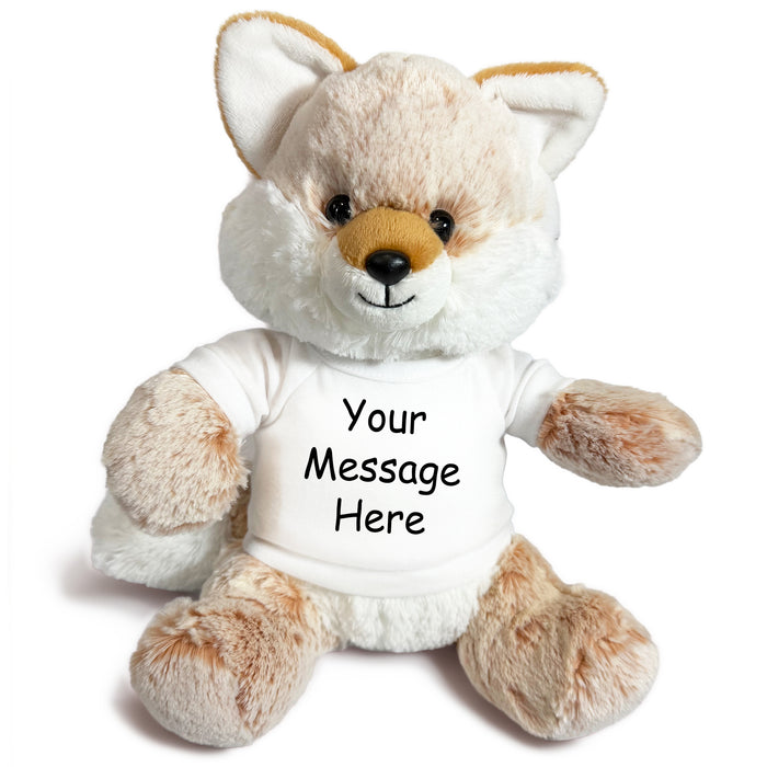Personalized Stuffed Fox - 11 Inch Fancy Fox - White Shirt