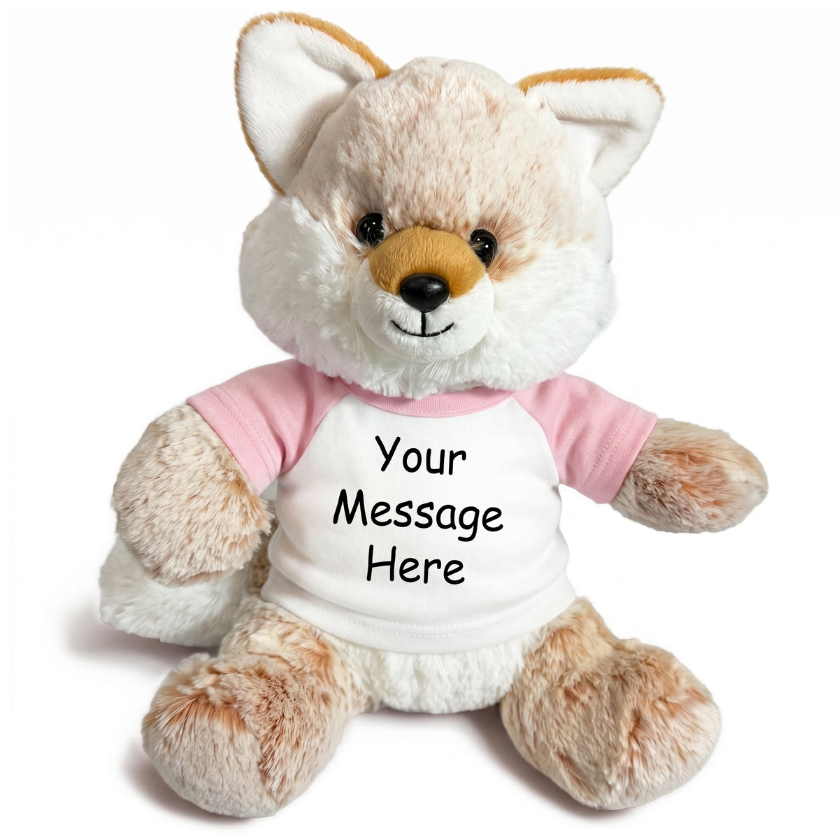 Personalized Stuffed Fox - 11 Inch Fancy Fox - Pink Shirt