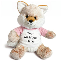 Personalized Stuffed Fox - 11 Inch Fancy Fox - Pink Shirt