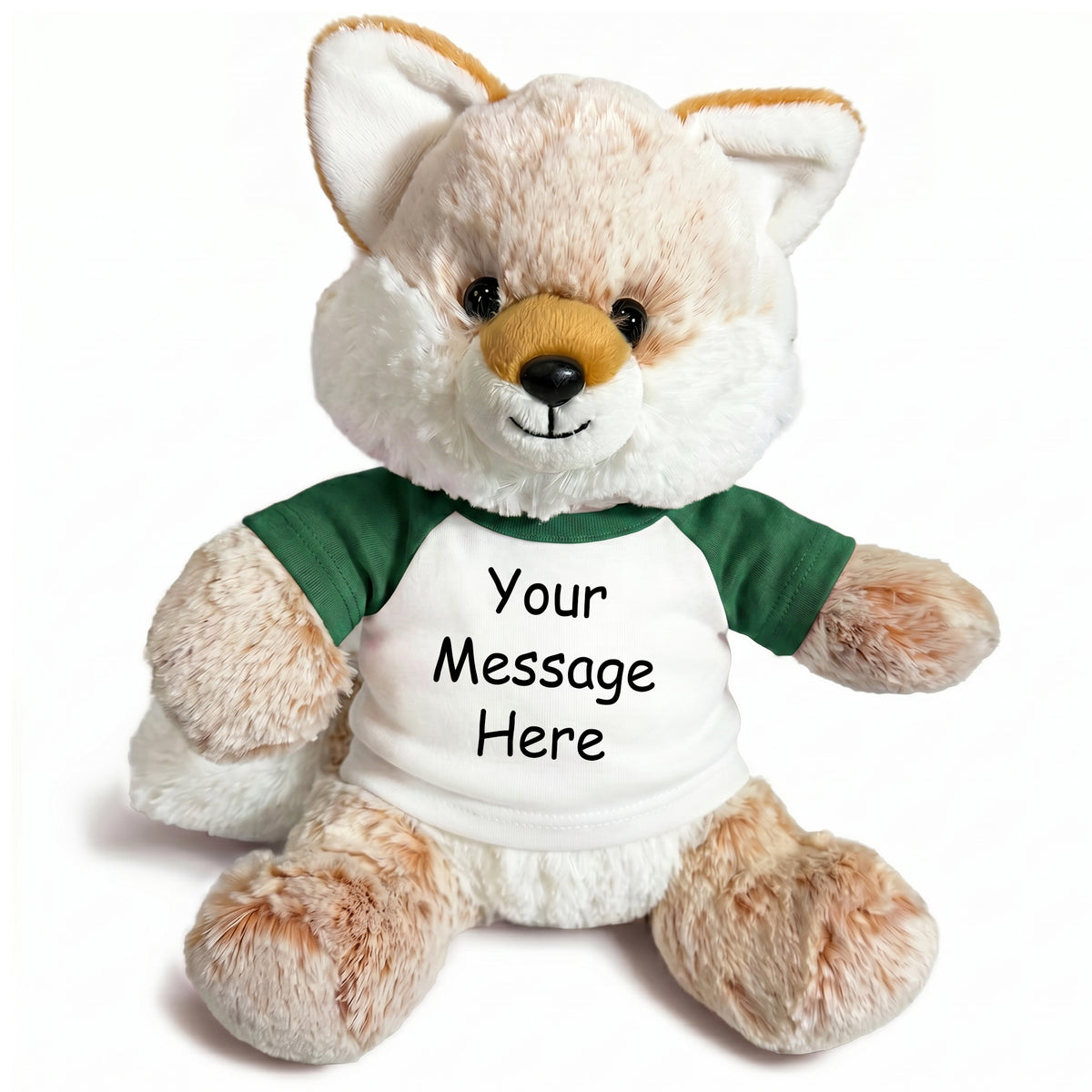 Personalized Stuffed Fox - 11 Inch Fancy Fox - Green Shirt