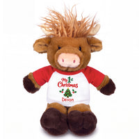 Personalized Christmas Scottish Highland Cow - 12 Inch Plush Mucklecoo