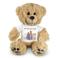 Personalized Teddy Bear - 15" Honey Bear with Photo and/or Text - White Shirt