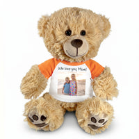 Personalized Teddy Bear - 15" Honey Bear with Photo and/or Text - Orange Shirt