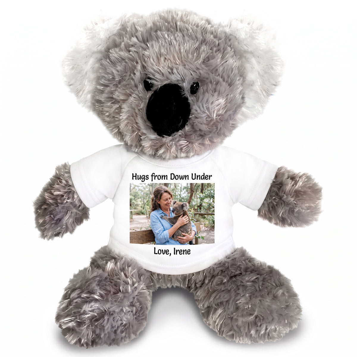 Personalized Stuffed Koala - 12 inch Tubbie Wubbie Koala with Photo and/or Text - White Shirt