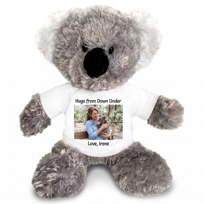 Personalized Stuffed Koala - 12 inch Tubbie Wubbie Koala with Photo and/or Text - White Shirt
