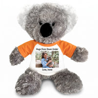Personalized Stuffed Koala - 12 inch Tubbie Wubbie Koala with Photo and/or Text - Orange Shirt