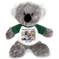 Personalized Stuffed Koala - 12 inch Tubbie Wubbie Koala with Photo and/or Text - Green Shirt